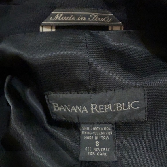 Banana Republic Blazer Jacket wool black Made in Italy long line Sz 8 - Picture 2 of 11